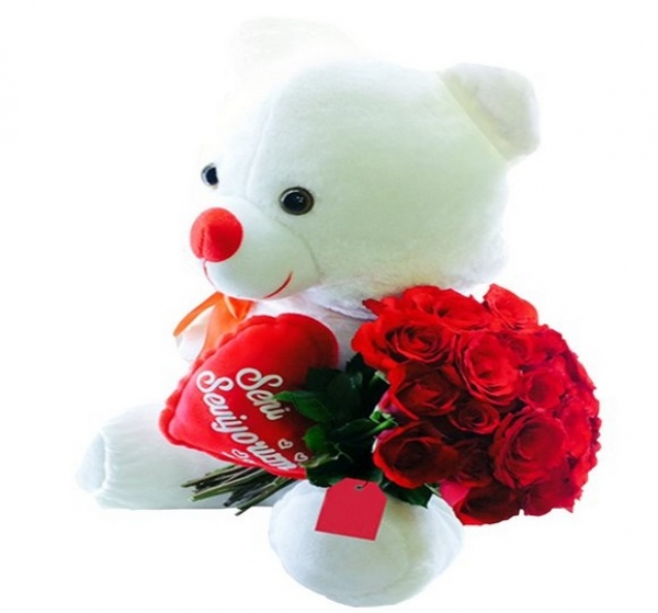 Sevgiliye Özel Ayıcık ve Güller